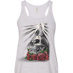 Halloween Day of the Dead Candle Skull Ladies Flowy Racerback Tanktop