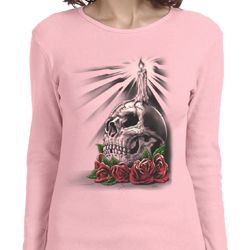 Halloween Day of the Dead Candle Skull Ladies Long Sleeve Shirt