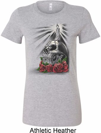 Halloween Day of the Dead Candle Skull Ladies Longer Length Shirt