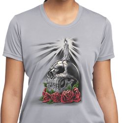 Halloween Day of the Dead Candle Skull Ladies Moisture Wicking Shirt
