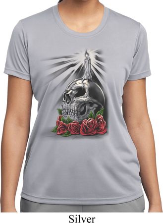 Halloween Day of the Dead Candle Skull Ladies Moisture Wicking Shirt