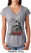 Halloween Day of the Dead Candle Skull Ladies Tri Blend V-Neck Shirt