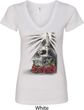 Halloween Day of the Dead Candle Skull Ladies V-Neck Shirt