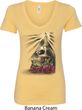 Halloween Day of the Dead Candle Skull Ladies V-Neck Shirt