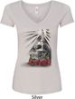 Halloween Day of the Dead Candle Skull Ladies V-Neck Shirt