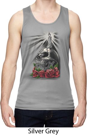 Halloween Day of the Dead Candle Skull Mens Moisture Wicking Tanktop