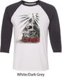 Halloween Day of the Dead Candle Skull Mens Raglan Shirt