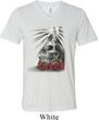 Halloween Day of the Dead Candle Skull Mens Tri Blend V-neck Shirt