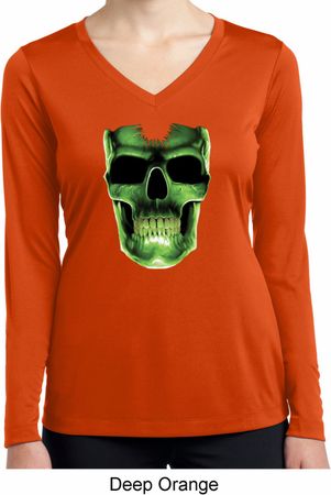 Halloween Glow Bones Ladies Dry Wicking Long Sleeve Shirt