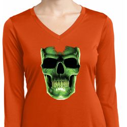 Halloween Glow Bones Ladies Dry Wicking Long Sleeve Shirt
