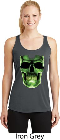 Halloween Glow Bones Ladies Dry Wicking Racerback Tank Top