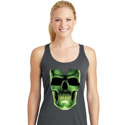 Halloween Glow Bones Ladies Dry Wicking Racerback Tank Top