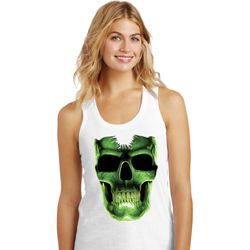 Halloween Glow Bones Ladies Racerback Tank Top