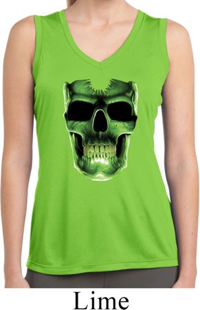Halloween Glow Bones Ladies Sleeveless Moisture Wicking Shirt