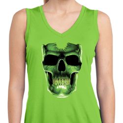Halloween Glow Bones Ladies Sleeveless Moisture Wicking Shirt