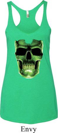 Halloween Glow Bones Ladies Tri Blend Racerback Tank Top