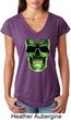 Halloween Glow Bones Ladies Tri Blend V-Neck Shirt