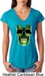Halloween Glow Bones Ladies Tri Blend V-Neck Shirt