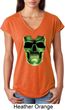 Halloween Glow Bones Ladies Tri Blend V-Neck Shirt