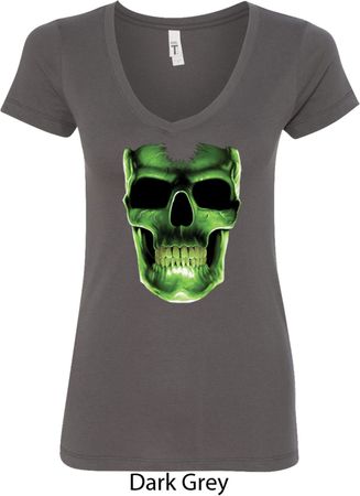 Halloween Glow Bones Ladies V-Neck Shirt