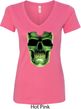 Halloween Glow Bones Ladies V-Neck Shirt