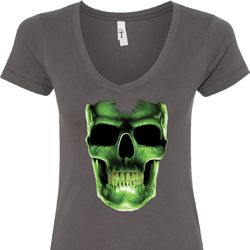 Halloween Glow Bones Ladies V-Neck Shirt