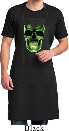 Halloween Glow Bones Mens Full Length Apron with Pockets