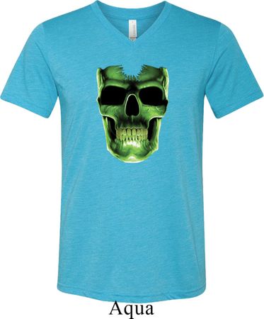 Halloween Glow Bones Mens Tri Blend V-neck Shirt