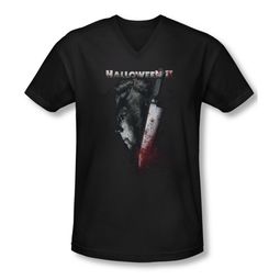 Halloween II Shirt Slim Fit V Neck Cold Gaze Black Tee T-Shirt Halloween II Shirt Slim Fit V Neck Cold Gaze Black Tee T-Shirt