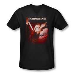 Halloween II Shirt Slim Fit V Neck Nightmare Black Tee T-Shirt Halloween II Shirt Slim Fit V Neck Nightmare Black Tee T-Shirt