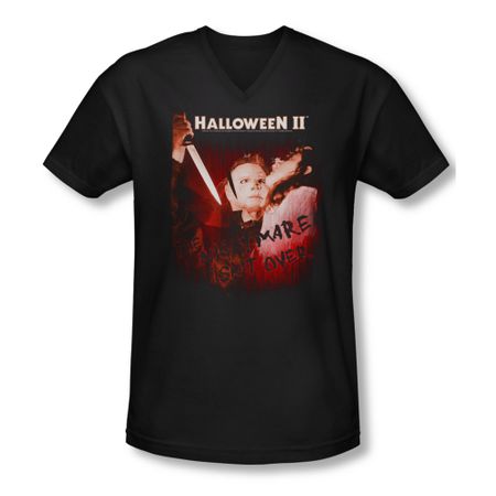 Halloween II Shirt Slim Fit V Neck Nightmare Black Tee T-Shirt