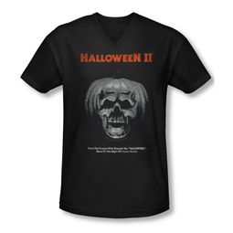 Halloween II Shirt Slim Fit V Neck Pumpkin Poster Black Tee T-Shirt Halloween II Shirt Slim Fit V Neck Pumpkin Poster Black Tee T-Shirt