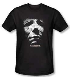 Halloween II T-shirt Movie Michael Myers Adult Black Slim Fit Shirt