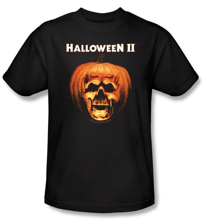Halloween II Tshirt Movie Skull Pumpkin Shell Adult Black Tee Shirt Halloween Pumpkin Shell