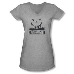Halloween III Shirt Juniors V Neck Silhouette Athletic Heather Tee T-Shirt
