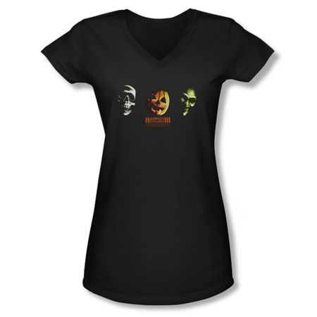 Halloween III Shirt Juniors V Neck Three Masks Black Tee T-Shirt