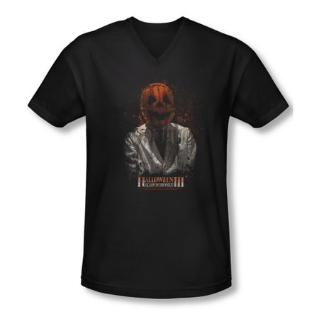 Halloween III Shirt Slim Fit V Neck H3 Scientist Black Tee T-Shirt