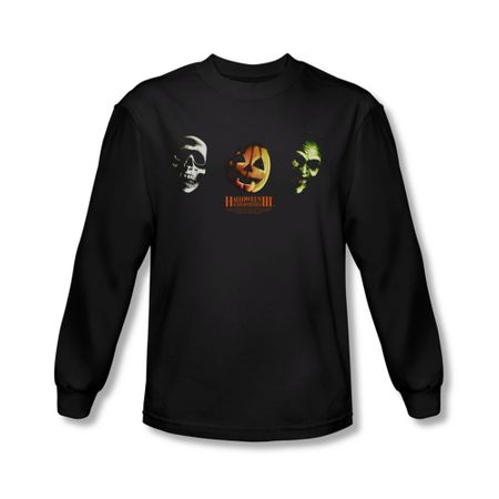 Halloween III Shirt Three Masks Long Sleeve Black Tee T-Shirt