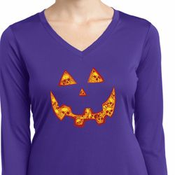 Halloween Jack O Lantern Skull Ladies Dry Wicking Long Sleeve Shirt Halloween Jack O Lantern Skull Ladies Dry Wicking Long Sleeve Shirt