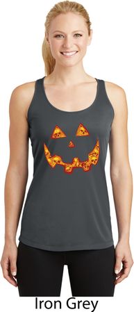 Halloween Jack O Lantern Skull Ladies Dry Wicking Racerback Tank Top