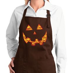 Halloween Jack O Lantern Skull Ladies Full Length Apron with Pockets Halloween Jack O Lantern Skull Ladies Full Length Apron with Pockets