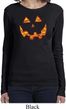 Halloween Jack O Lantern Skull Ladies Long Sleeve Shirt