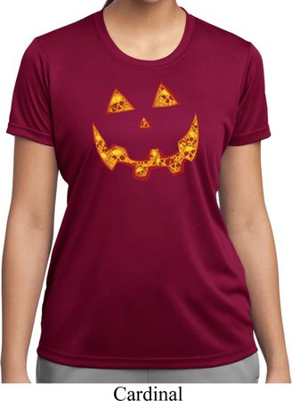 Halloween Jack O Lantern Skull Ladies Moisture Wicking Shirt