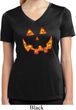 Halloween Jack O Lantern Skull Ladies Moisture Wicking V-neck Shirt