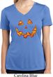 Halloween Jack O Lantern Skull Ladies Moisture Wicking V-neck Shirt