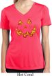 Halloween Jack O Lantern Skull Ladies Moisture Wicking V-neck Shirt