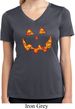 Halloween Jack O Lantern Skull Ladies Moisture Wicking V-neck Shirt