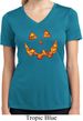 Halloween Jack O Lantern Skull Ladies Moisture Wicking V-neck Shirt