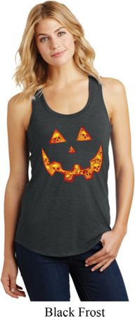 Halloween Jack O Lantern Skull Ladies Racerback Tank Top