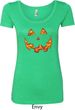 Halloween Jack O Lantern Skull Ladies Scoop Neck Shirt